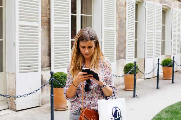 Picture of woman and phone