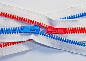 Coloured zippers