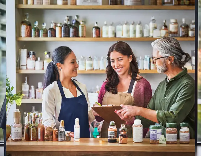 People looking at natural health products